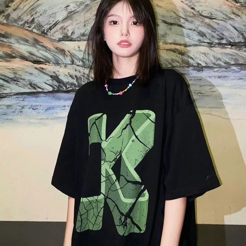 Áo Thun Nữ Ngắn Tay Dáng Rộng Phong Cách Hip Hop Mỹ Cá Tính