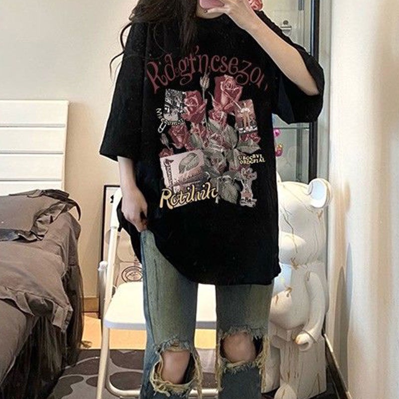 Áo Thun Tay Ngắn Dáng Rộng Cỡ Lớn Phong Cách Hàn Quốc Thời Trang Mùa Hè Mới Cho Nữ