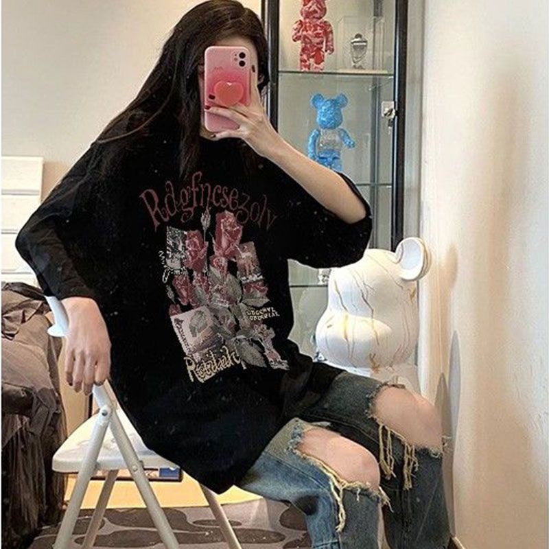 Áo Thun Tay Ngắn Dáng Rộng Cỡ Lớn Phong Cách Hàn Quốc Thời Trang Mùa Hè Mới Cho Nữ