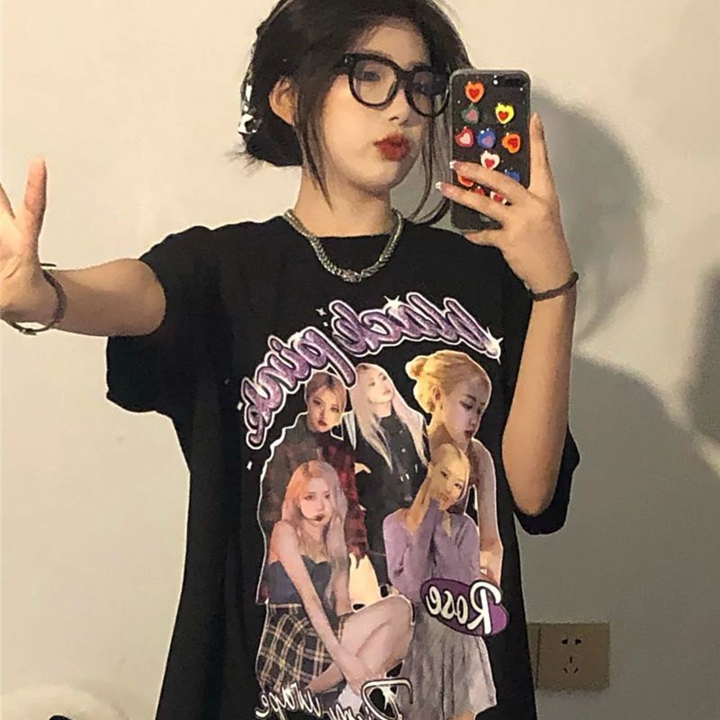 Áo Thun Nữ Ngắn Tay Cổ Tròn Thời Trang Hàn