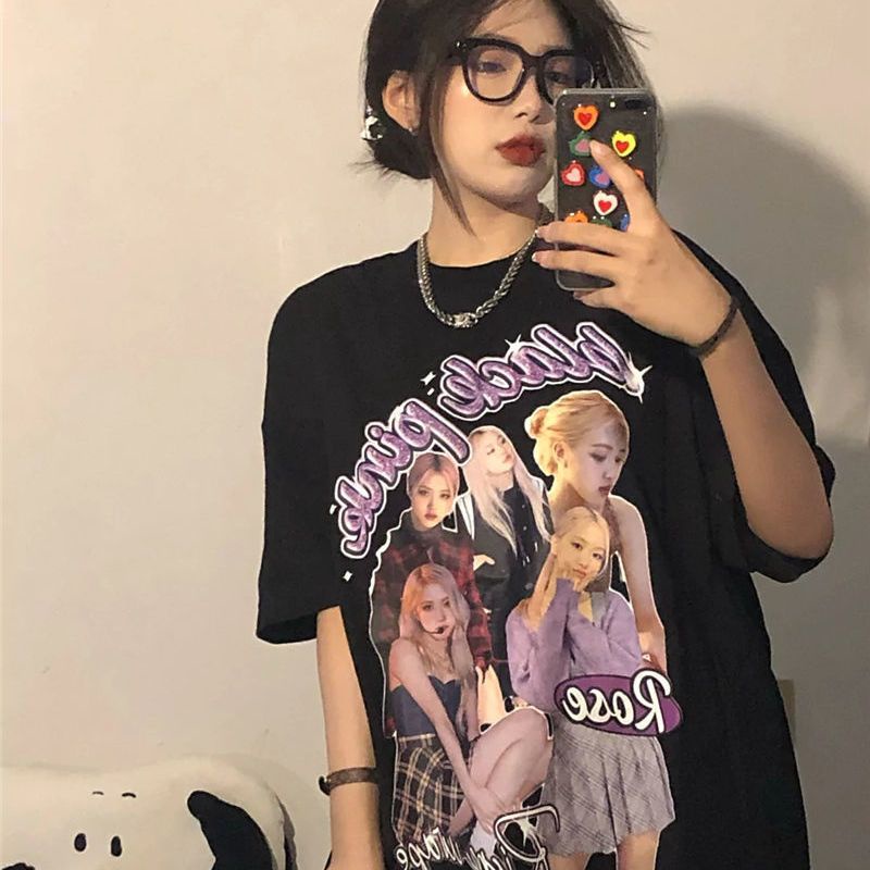 Áo Thun Nữ Ngắn Tay Cổ Tròn Thời Trang Hàn