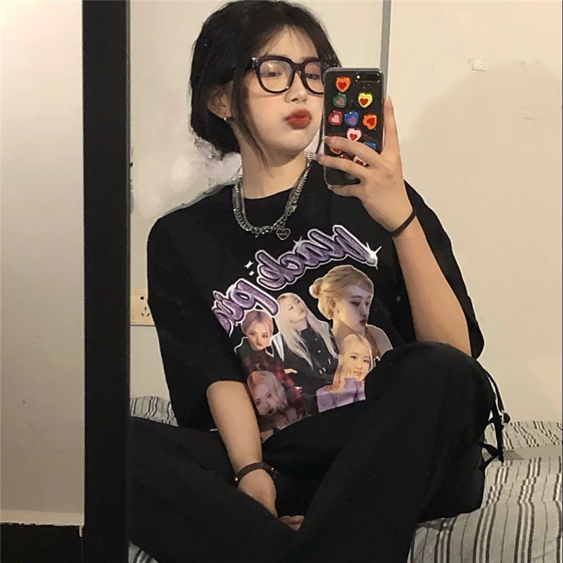 Áo Thun Nữ Ngắn Tay Cổ Tròn Thời Trang Hàn