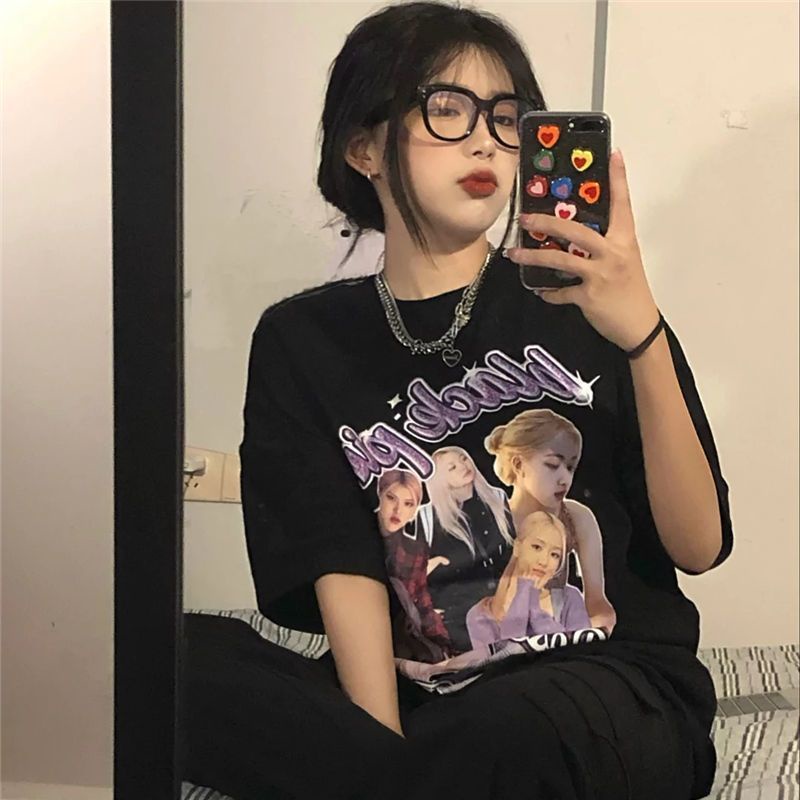 Áo Thun Nữ Ngắn Tay Cổ Tròn Thời Trang Hàn