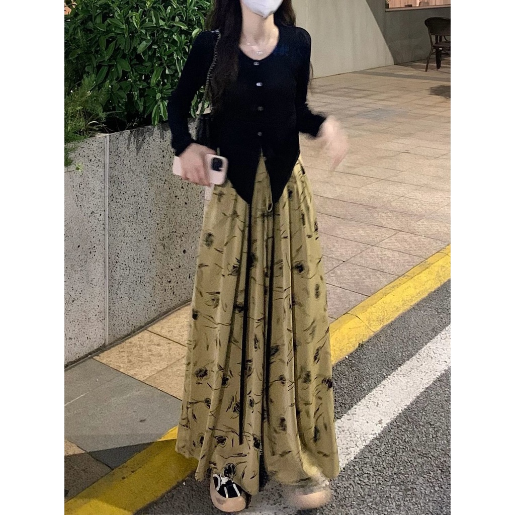 Jiashucheng Quần Culottes Ống Rộng Lưng Cao In Họa Tiết Hoa Phong Cách Trung Quốc Thời Trang Mùa Hè Mới Cho Nữ