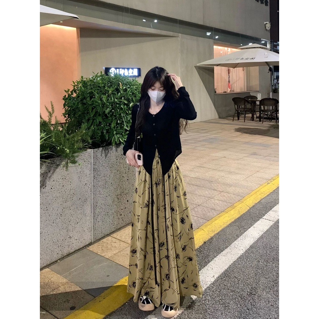 Jiashucheng Quần Culottes Ống Rộng Lưng Cao In Họa Tiết Hoa Phong Cách Trung Quốc Thời Trang Mùa Hè Mới Cho Nữ