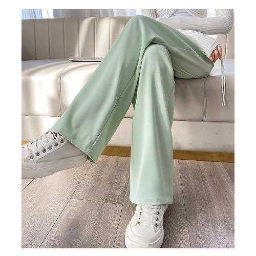 Jiashucheng Quần Ống Rộng Thẳng Lưng Cao Cài Khóa Phong Cách Mới Mùa Hè Cho Nữ