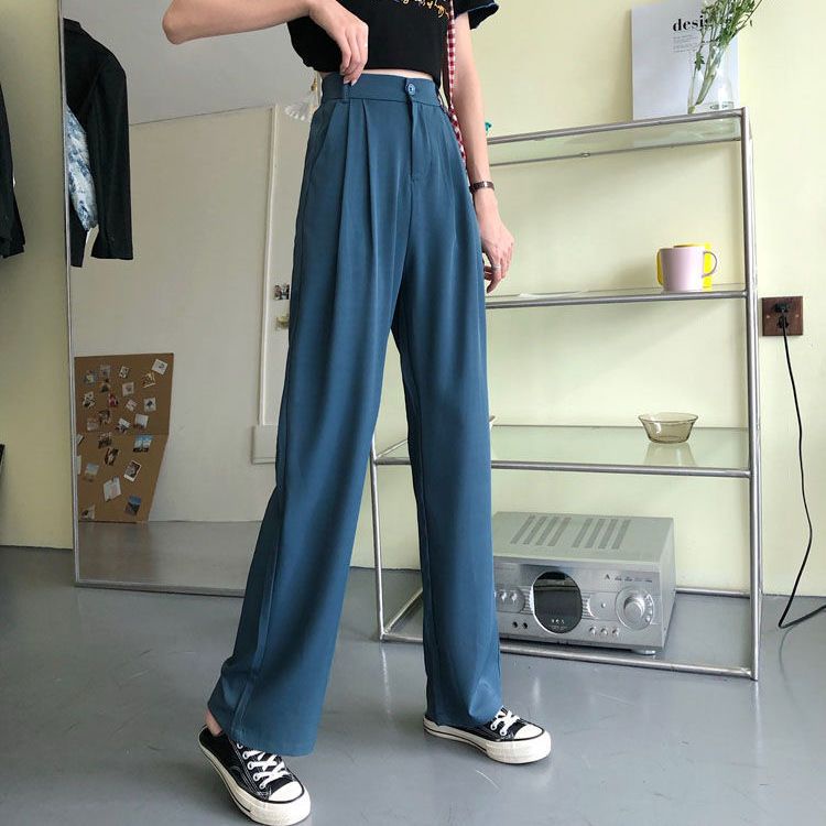 Quần Dài Ống Rộng Lưng Cao Màu Đen Phong Cách Hàn Quốc Thời Trang Mùa Thu Cho Nữ