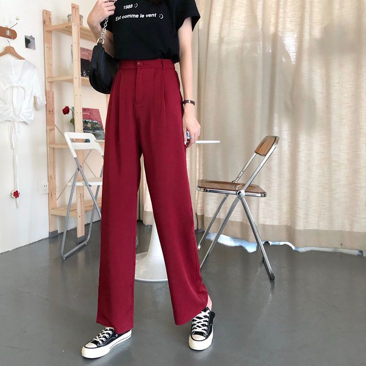 Quần Dài Ống Rộng Lưng Cao Màu Đen Phong Cách Hàn Quốc Thời Trang Mùa Thu Cho Nữ