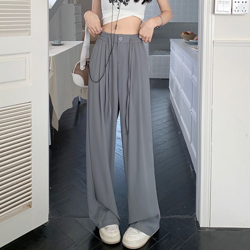 Quần Dài Lưng Cao Ống Rộng Phong Cách Thời Trang Mùa Thu Mới Cho Nữ