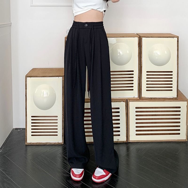Quần Dài Lưng Cao Ống Rộng Phong Cách Thời Trang Mùa Thu Mới Cho Nữ