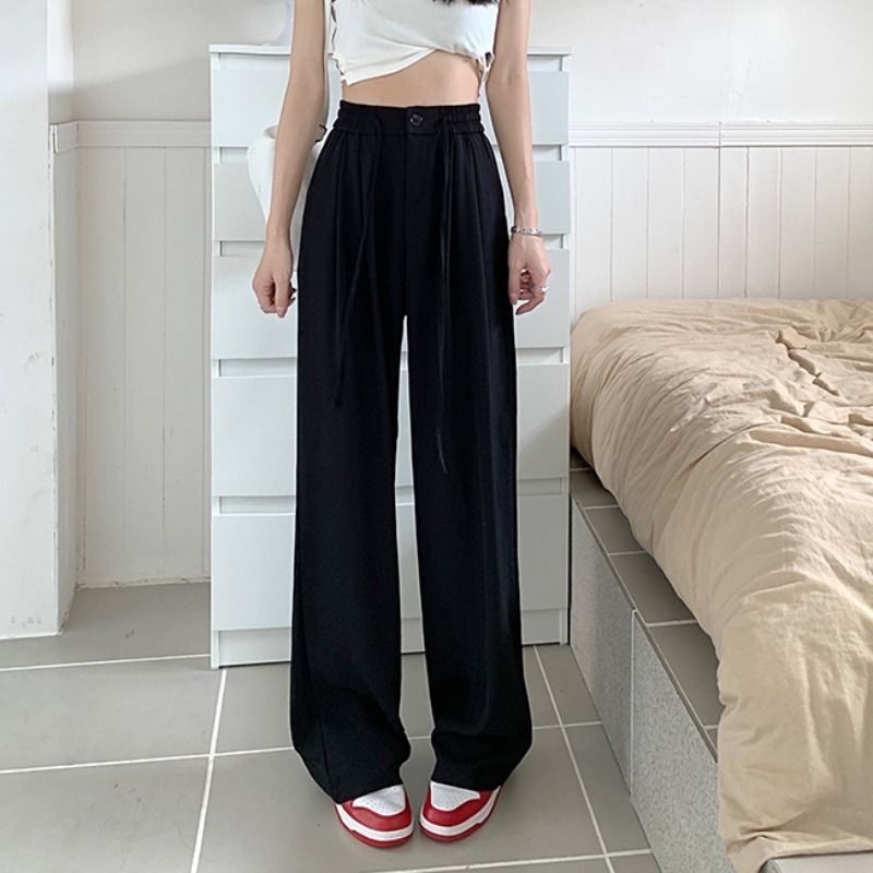 Quần Dài Lưng Cao Ống Rộng Phong Cách Thời Trang Mùa Thu Mới Cho Nữ