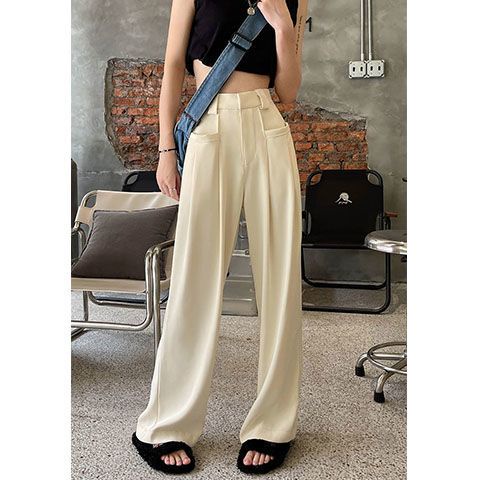 Jiashucheng Quần Dài Lưng Cao Ống Rộng Vải Lụa Lạnh Mỏng Thời Trang Mùa Hè Cho Nữ