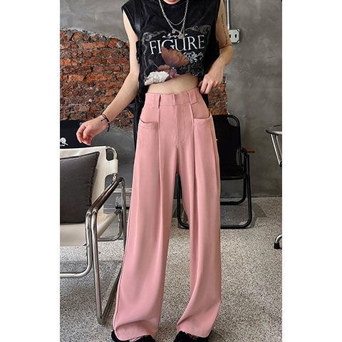 Jiashucheng Quần Dài Lưng Cao Ống Rộng Vải Lụa Lạnh Mỏng Thời Trang Mùa Hè Cho Nữ