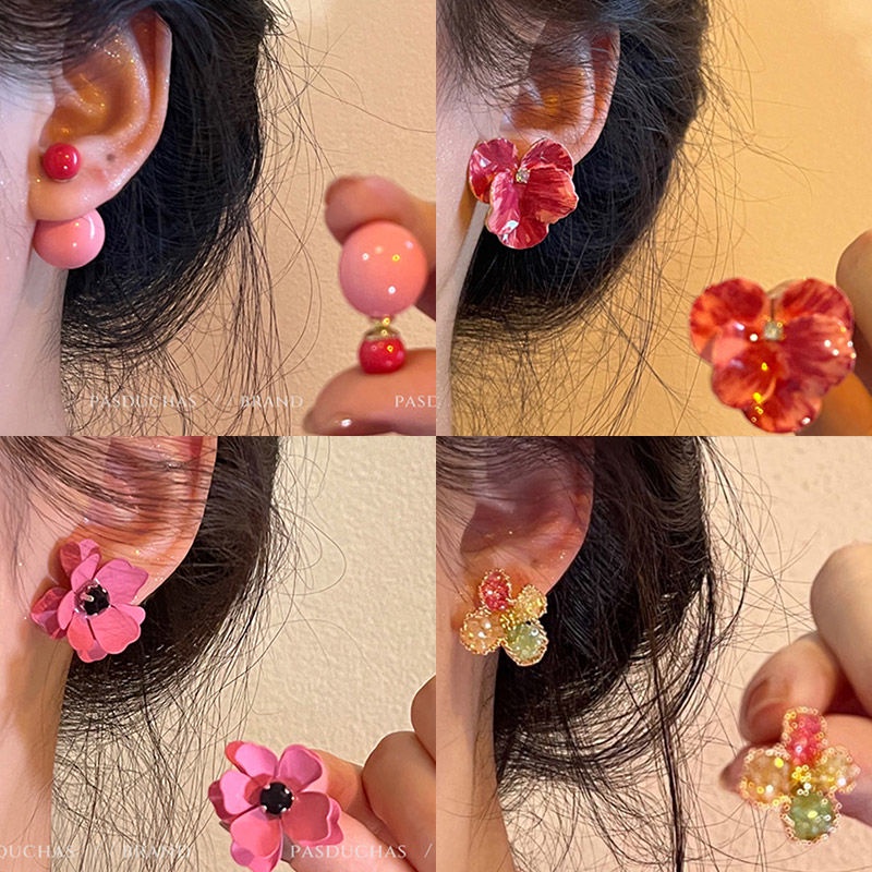 Khuyên Tai Hạt Cườm 2 Mặt Thiết Kế Độc Đáo Dễ Thương Thời Trang 2023 Cho Bạn Gái