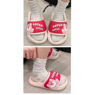 Dép bánh mì đế dày gấu dâu dễ thương