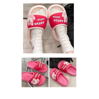 Dép bánh mì đế dày gấu dâu dễ thương