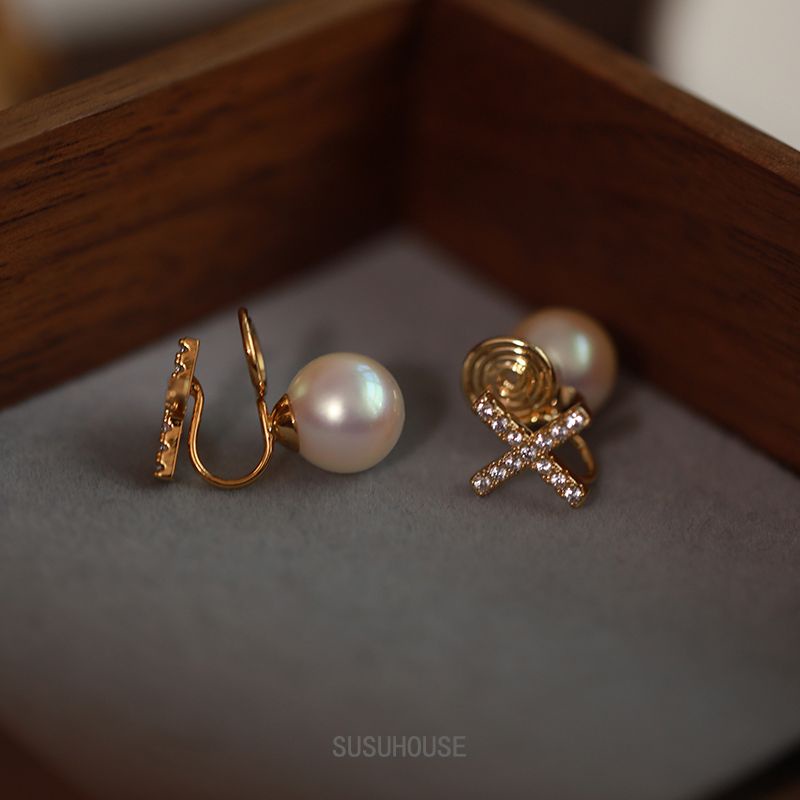 Khuyên Kẹp Tai Đính Hạt Ngọc Trai Không Xỏ Lỗ Thiết Kế Thời Trang Cao Cấp Mới T
