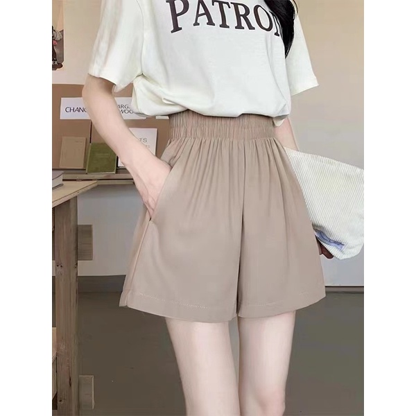 Jiashucheng Quần Short Dáng Chữ a Lưng Cao Ống Rộng Mỏng Phong Cách Mới Mùa Hè Dễ Phối Đồ Cho Nữ