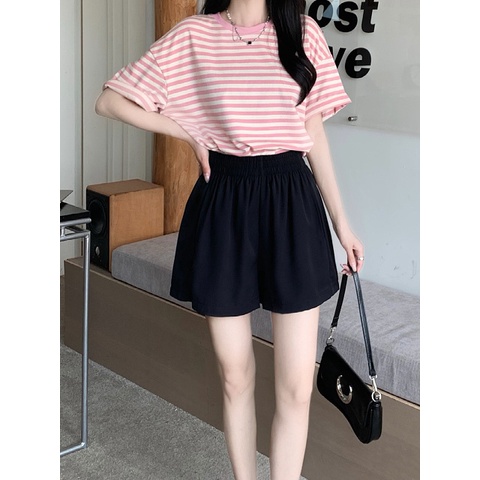 Jiashucheng Quần Short Dáng Chữ a Lưng Cao Ống Rộng Mỏng Phong Cách Mới Mùa Hè Dễ Phối Đồ Cho Nữ