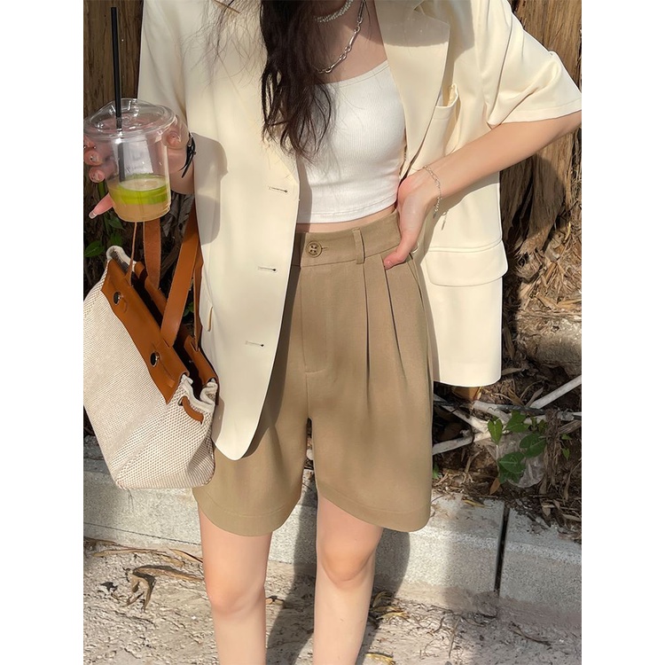 Quần Short Kaki Chữ a Lưng Cao 5 Tấc Thời Trang Mùa Hè Cho Nữ