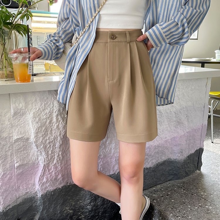 Quần Short Kaki Chữ a Lưng Cao 5 Tấc Thời Trang Mùa Hè Cho Nữ