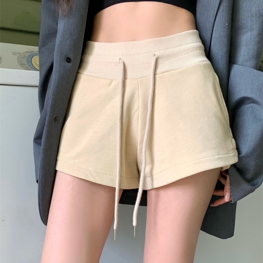 Jiashucheng Quần Short Lưng Cao Dáng Ôm Dây Rút Cỡ Nhỏ Thời Trang Mùa Xuân Dễ Phối Đồ Cho Nữ