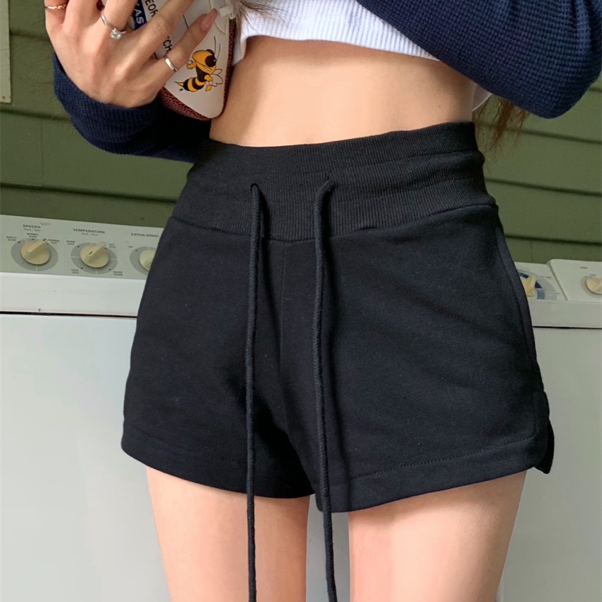 Jiashucheng Quần Short Lưng Cao Dáng Ôm Dây Rút Cỡ Nhỏ Thời Trang Mùa Xuân Dễ Phối Đồ Cho Nữ