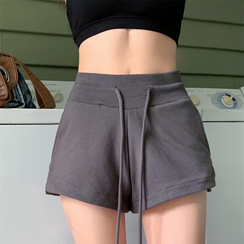 Jiashucheng Quần Short Lưng Cao Dáng Ôm Dây Rút Cỡ Nhỏ Thời Trang Mùa Xuân Dễ Phối Đồ Cho Nữ