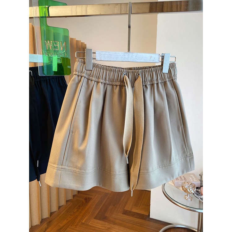 Jiashucheng Quần Short Dáng Chữ a Lưng Cao Dáng Rộng Phong Cách Mới Đơn Giản Cho Nữ