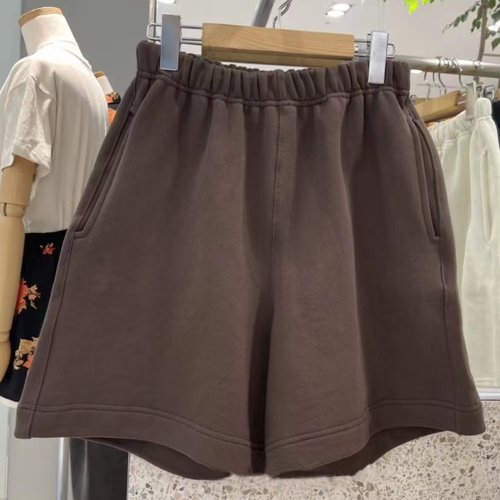 Jiashucheng Quần Short Dongdaemun Lưng Thun Co Giãn Màu Trơn Có Túi Rộng Phong Cách Hàn Quốc Dễ Phối Đồ Mùa Hè