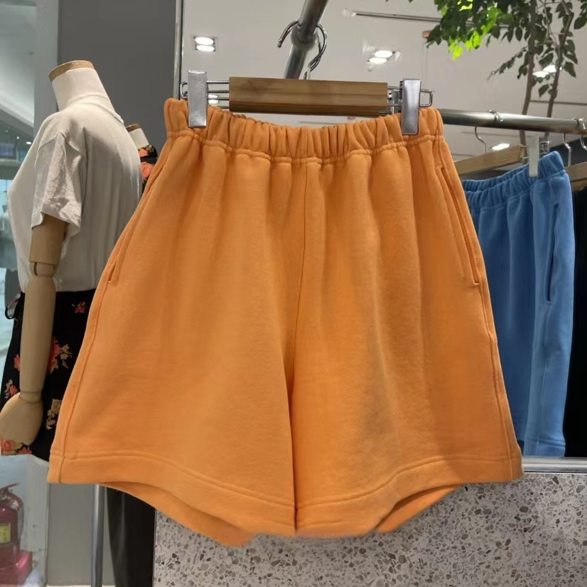 Jiashucheng Quần Short Dongdaemun Lưng Thun Co Giãn Màu Trơn Có Túi Rộng Phong Cách Hàn Quốc Dễ Phối Đồ Mùa Hè