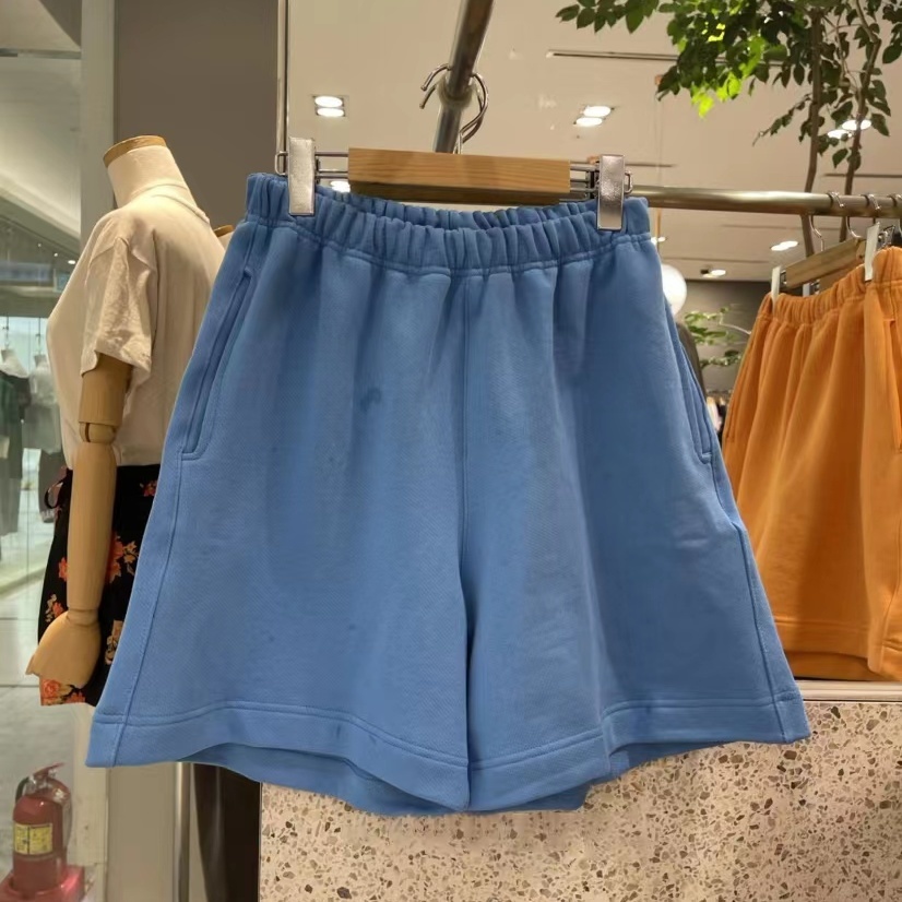 Jiashucheng Quần Short Dongdaemun Lưng Thun Co Giãn Màu Trơn Có Túi Rộng Phong Cách Hàn Quốc Dễ Phối Đồ Mùa Hè