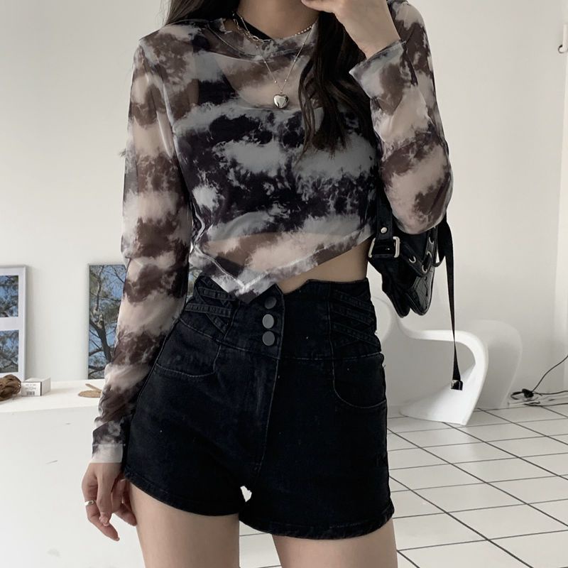 Jiashucheng Quần Short Denim Lưng Cao Dáng Rộng Thời Trang Cho Nữ