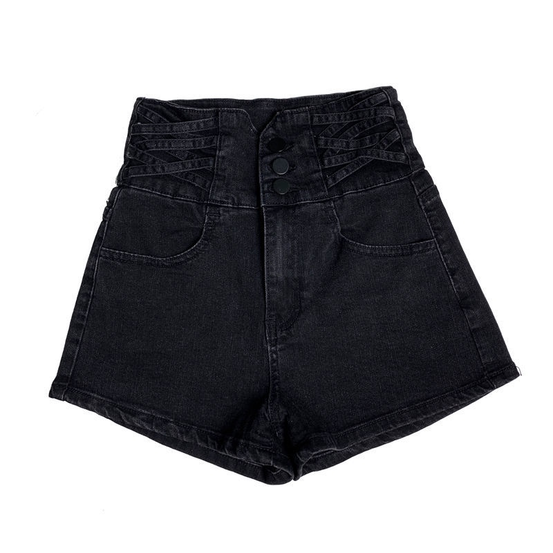 Jiashucheng Quần Short Denim Lưng Cao Dáng Rộng Thời Trang Cho Nữ