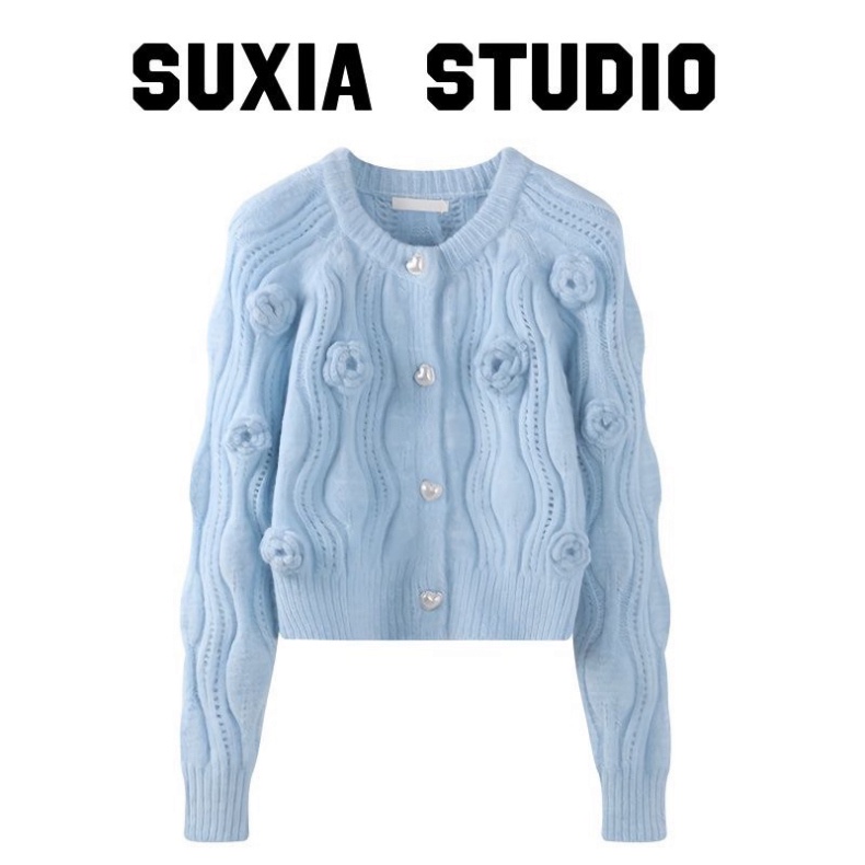 Áo cadigan mix hoa Đan, cổ tròn, mềm mại | BigBuy360 - bigbuy360.vn