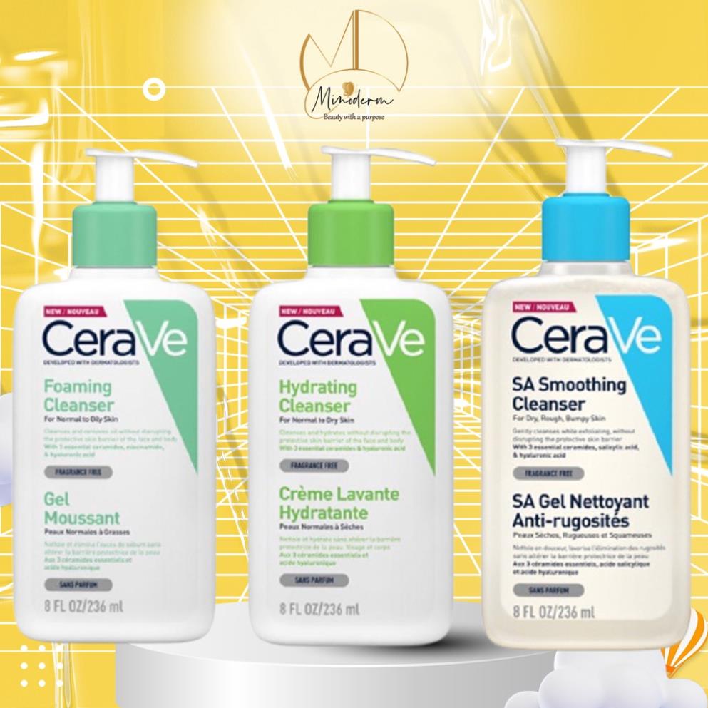 Sữa Rửa Mặt Cerave - Sữa Rửa Mặt Cerave Foaming Cleanser, Cerave Hydrating Cleanser, Sa Cleanser Cho Mọi Loại Da 236ml x