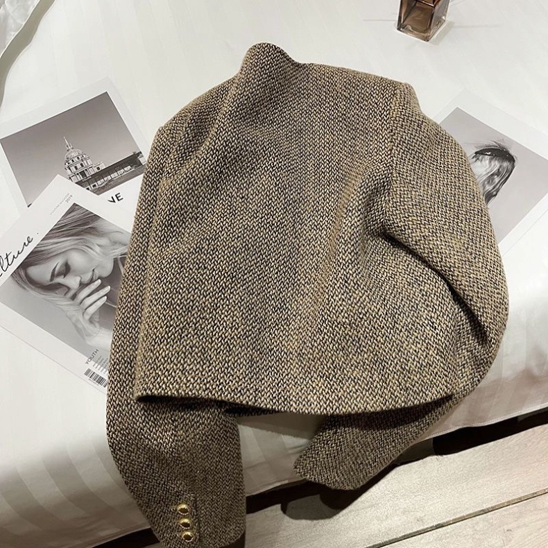 Áo khoác dạ tweed dệt kim, cúc kim loại mạ đồng | BigBuy360 - bigbuy360.vn