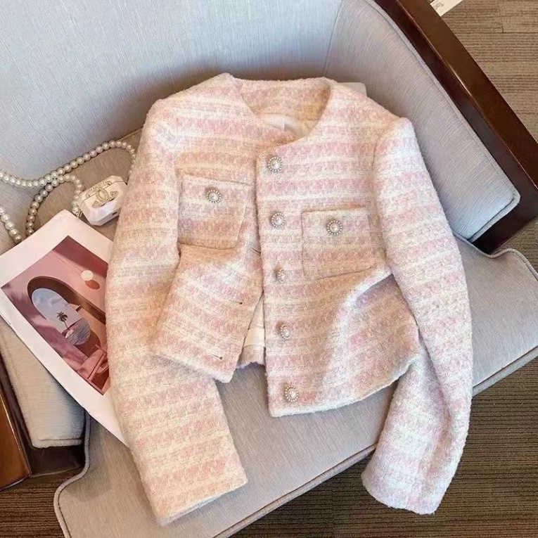 Áo khoác dạ tweed, quảng châu 2 lớp, xanh, hồng baby