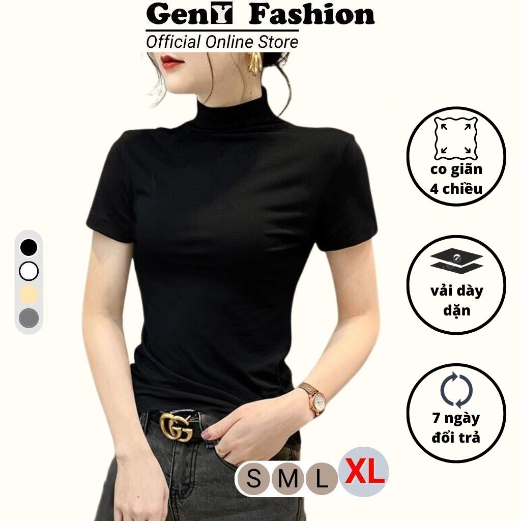Áo thun nữ cổ lọ ngắn tay GenY form baby tee thiết kế ôm body chất vải borip mềm mịn co giãn tốt thoáng khí mặc mát C37