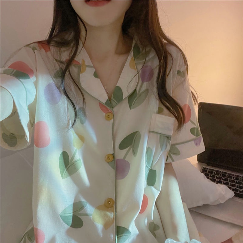 Bộ Đồ Ngủ Ngắn Tay Dáng Rộng Thời Trang Mùa Hè Ngọt Ngào Dành Cho Nữ