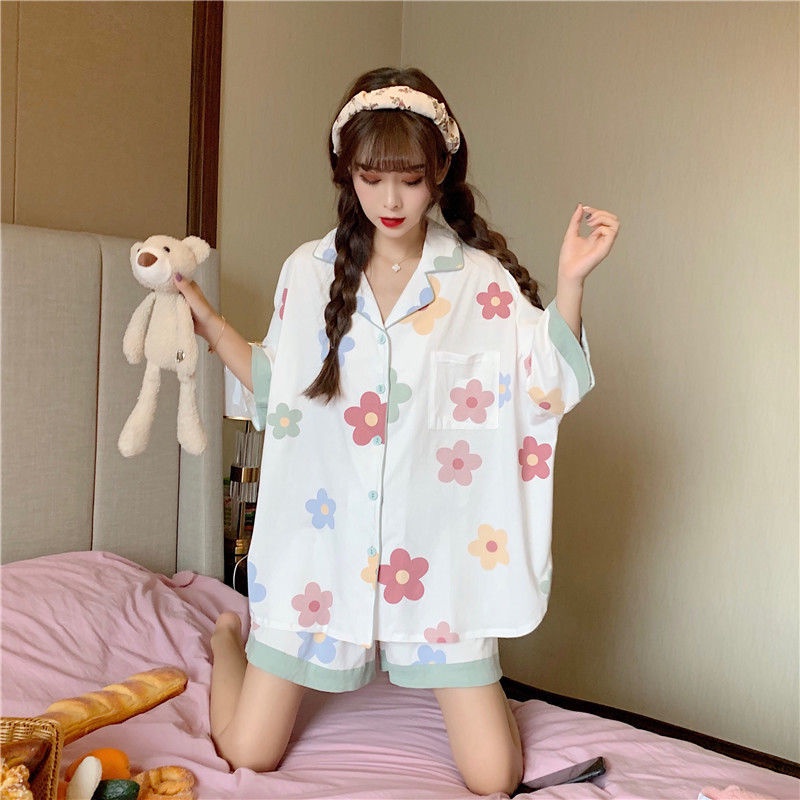 Bộ Đồ Ngủ Ngắn Tay Dáng Rộng Dễ Thương Thời Trang Mùa Hè Cho Học Sinh