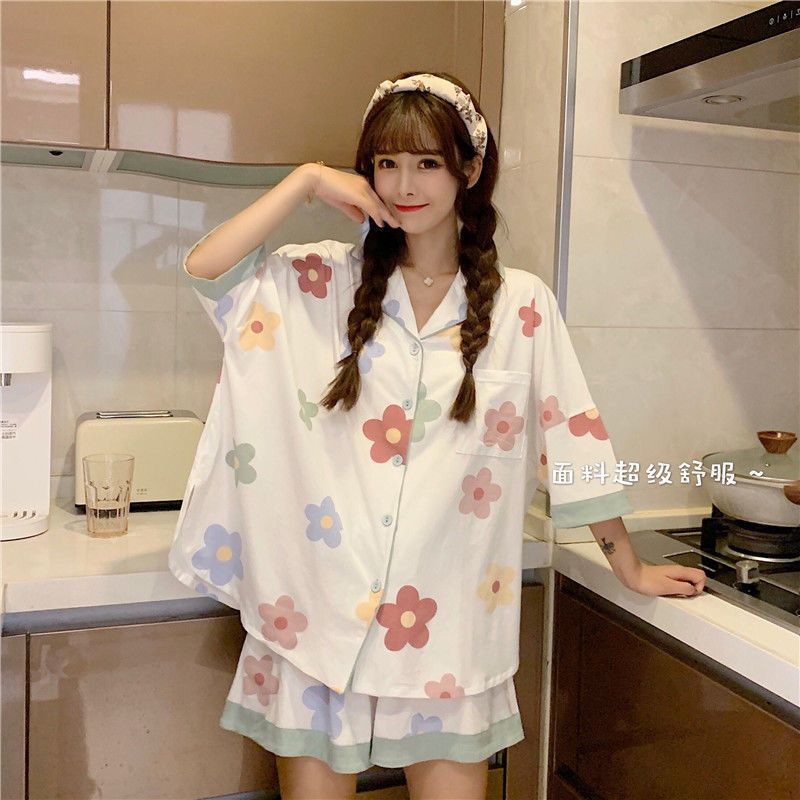 Bộ Đồ Ngủ Ngắn Tay Dáng Rộng Dễ Thương Thời Trang Mùa Hè Cho Học Sinh