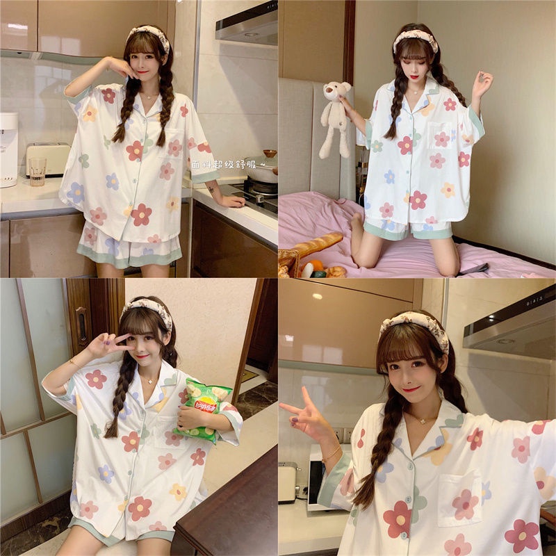 Bộ Đồ Ngủ Ngắn Tay Dáng Rộng Dễ Thương Thời Trang Mùa Hè Cho Học Sinh