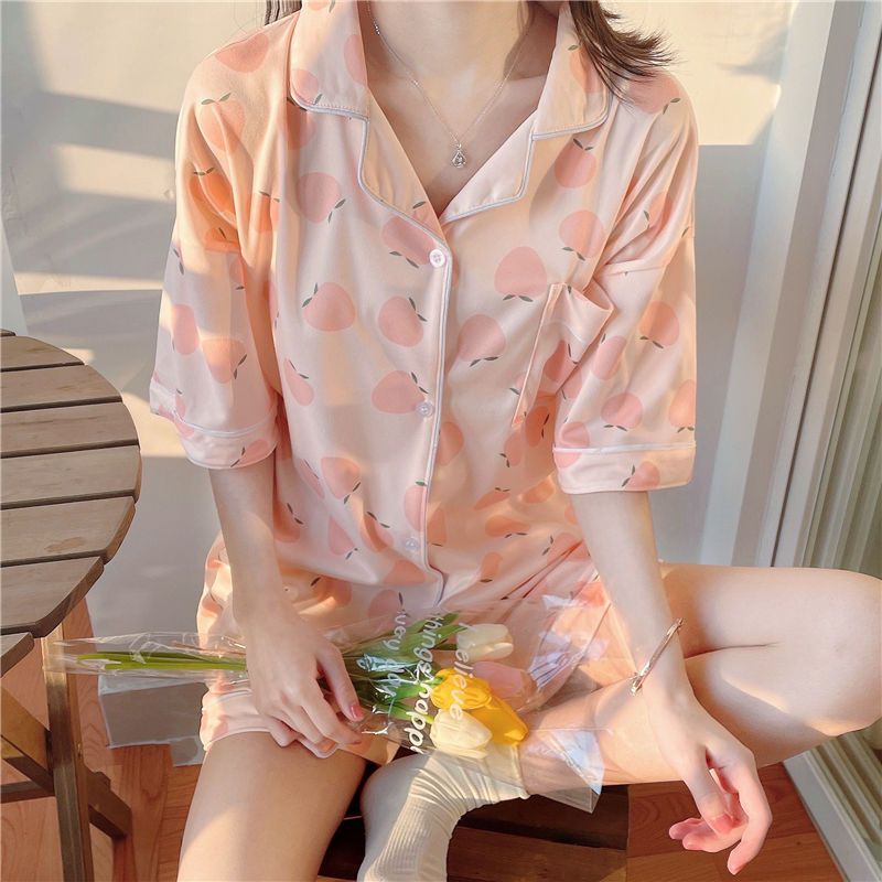 Bộ Đồ Ngủ Áo Cardigan Phối Quần Short Dáng Rộng Thời Trang Mùa Hè Cho Học Sinh