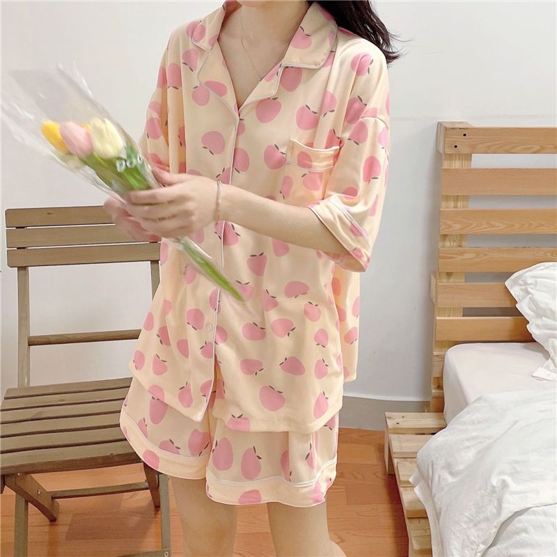 Bộ Đồ Ngủ Áo Cardigan Phối Quần Short Dáng Rộng Thời Trang Mùa Hè Cho Học Sinh
