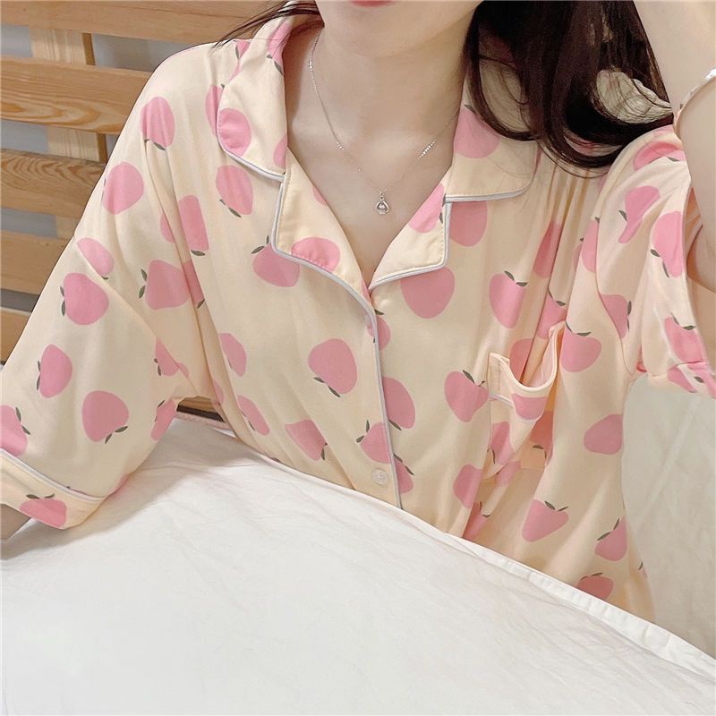 Bộ Đồ Ngủ Áo Cardigan Phối Quần Short Dáng Rộng Thời Trang Mùa Hè Cho Học Sinh