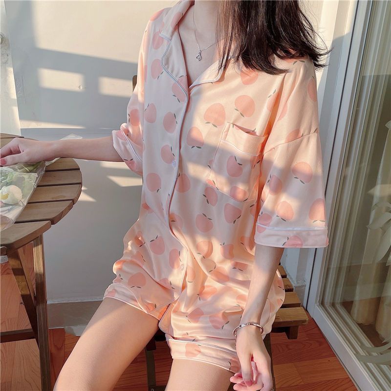 Bộ Đồ Ngủ Áo Cardigan Phối Quần Short Dáng Rộng Thời Trang Mùa Hè Cho Học Sinh