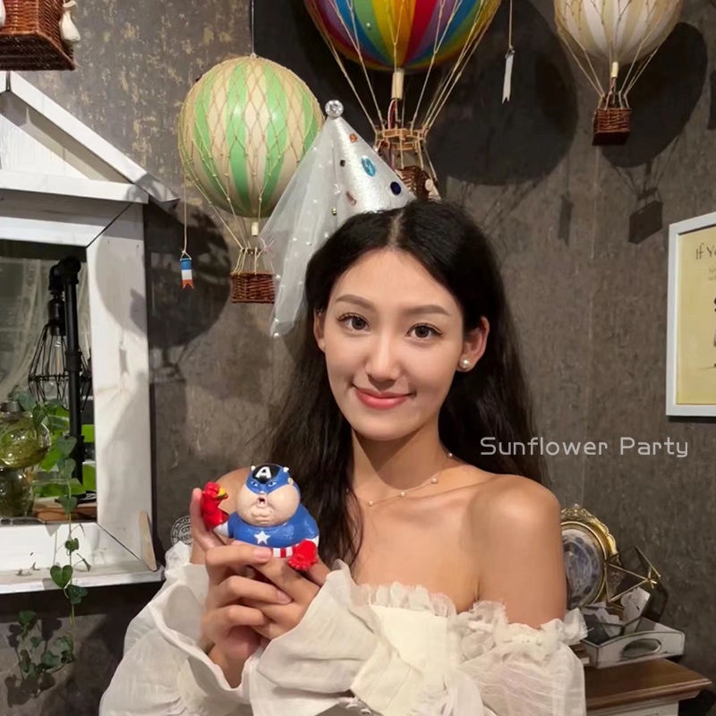 Mũ Sinh Nhật ins Lưới Ngọc Trai Kim Cương Đỏ Kim Cương Hàn Quốc Lưới Đính Ngọc Trai Nhân Tạo Làm Phụ Kiện Chụp Ảnh Cho Trẻ Em