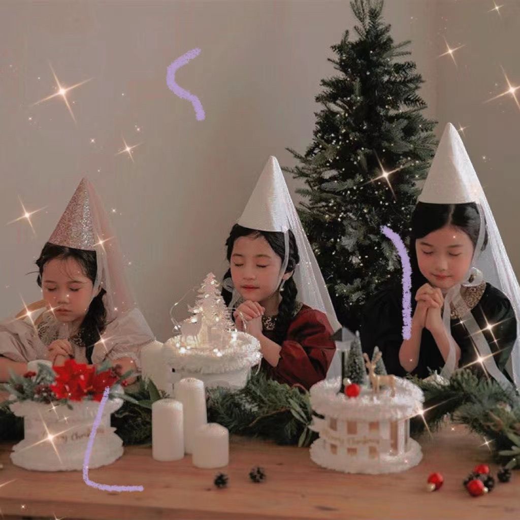 Mũ Sinh Nhật ins Lưới Ngọc Trai Kim Cương Đỏ Kim Cương Hàn Quốc Lưới Đính Ngọc Trai Nhân Tạo Làm Phụ Kiện Chụp Ảnh Cho Trẻ Em