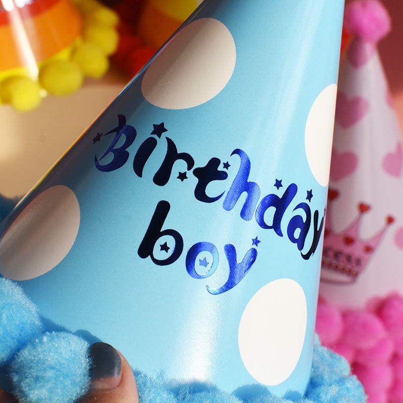 Mũ Sinh Nhật Đính Bóng Lông Trang Trí Tiệc Sinh Nhật Cho Bé Gái Và Người Lớn plus